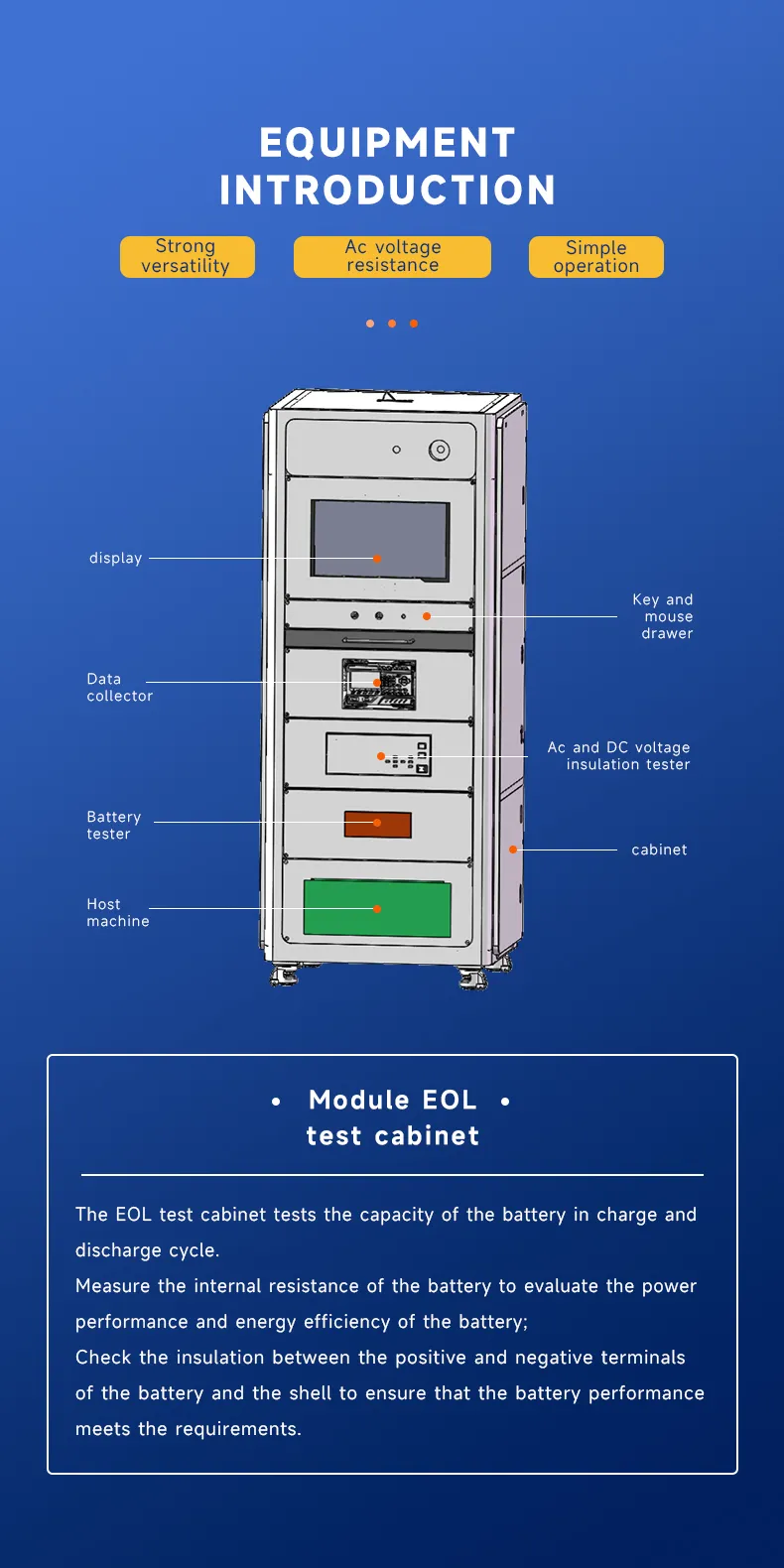 EOL Test Cabinet for Battery Capacity, Internal Resistance, and Insulation Testing The 3th one