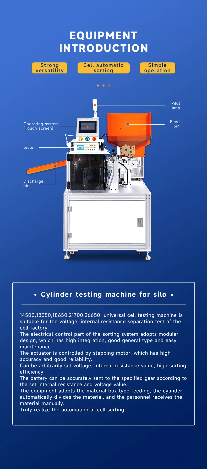 Cylindrical Battery Testing Machine with Material Hopper The 3th one
