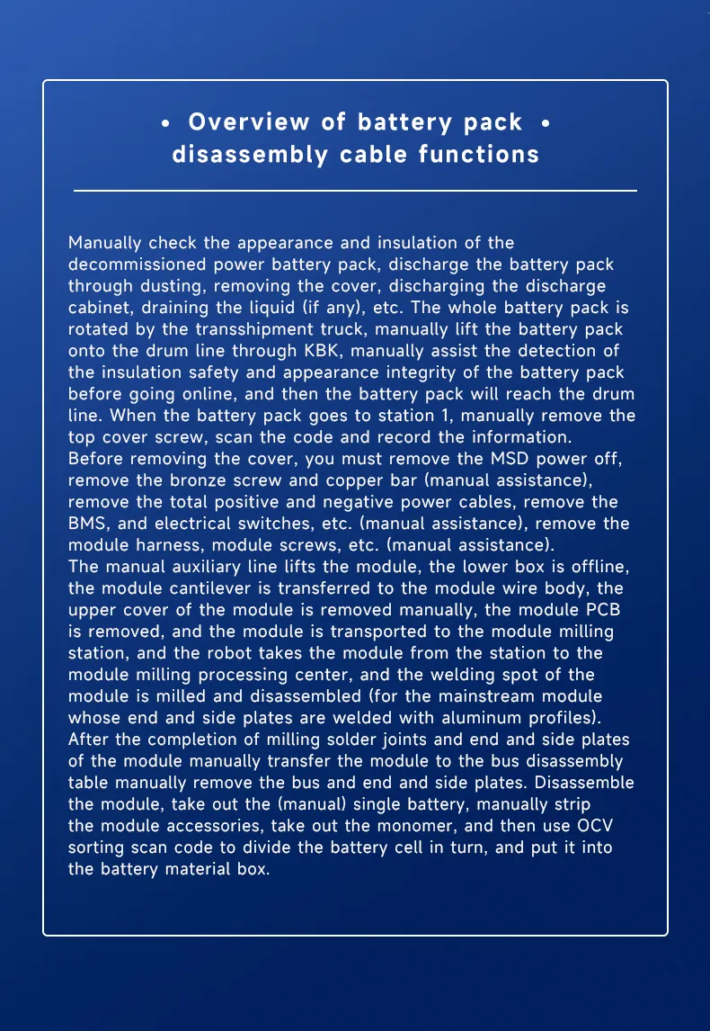 Battery Pack Disassembly Production Line for Used Power Battery Packs The 4th one